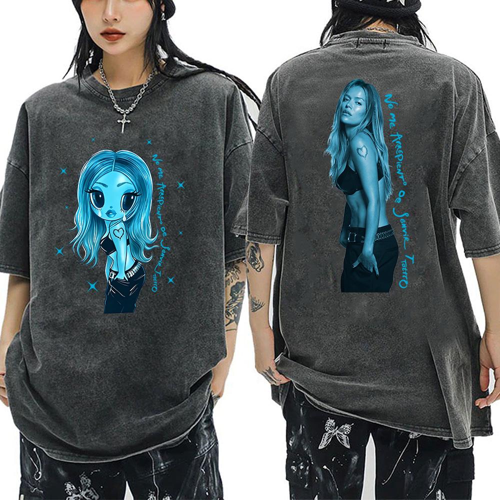 Karol G No Me Arrepiento De Sentir Tanto Album Washed T-shirt Vintage Women Man Cotton Acid Wash Streetwear T-shirt