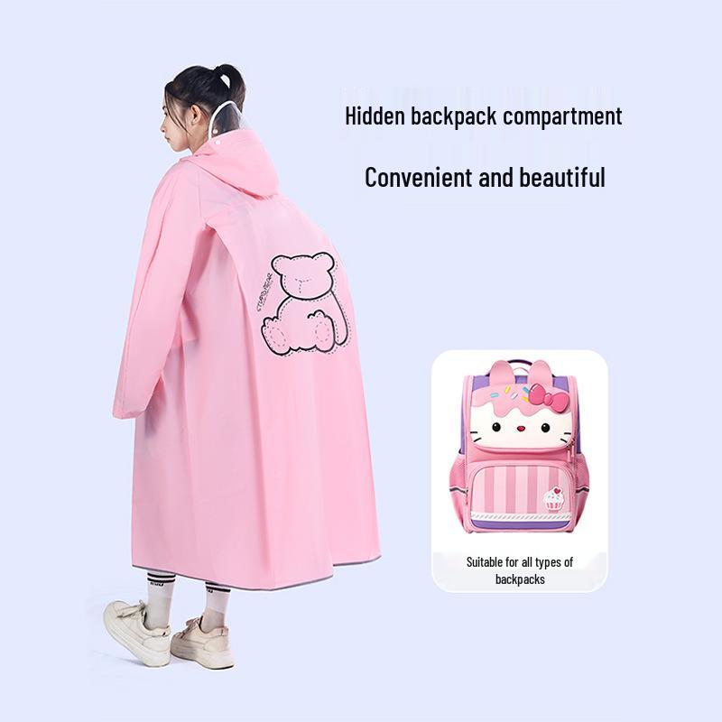 Плащ с двойным козырьком и чехлом для рюкзака для детей школьного возраста