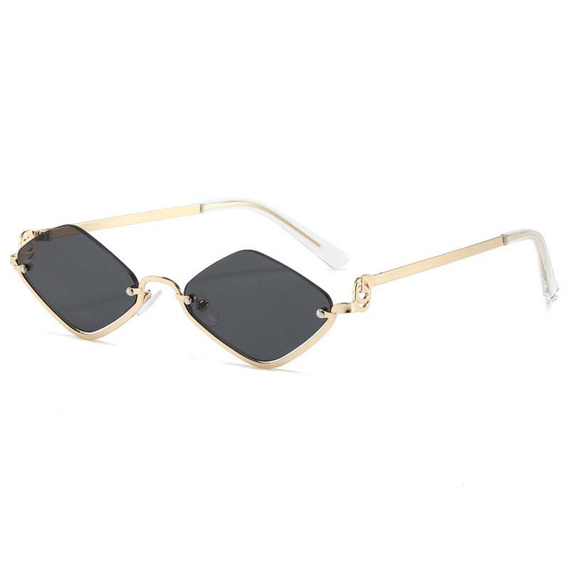 Luxury Brand Metal Sunglasses for Women Men New Half Frame Diamond Shaped Sunglasses Dopamine Small Outdoor Sunglasses