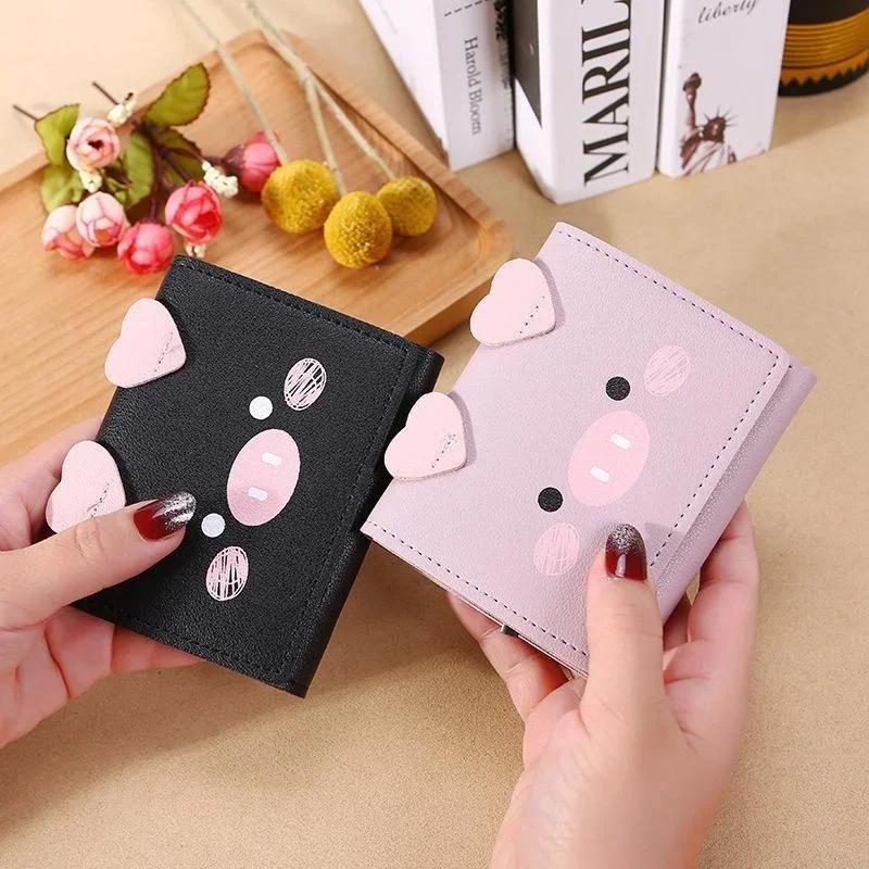 Корейская версия милый мультфильм женский короткий кошелек сумка для карт студенческий кошелек тройного сложения модный женский нулевой кошелек кожаный