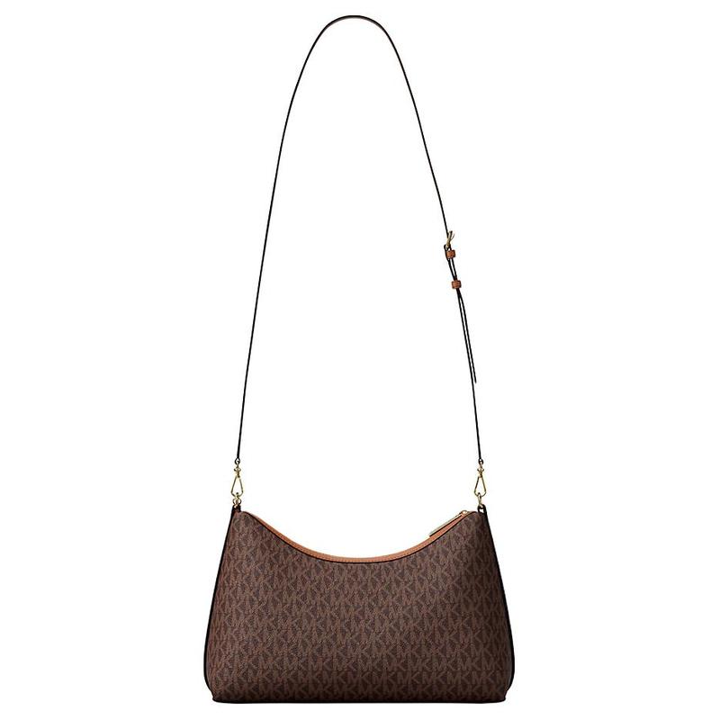MICHAEL KORS Sammy Gold Hardware Logo Print Coated Canvas Shoulder Bag Medium Women's Brown