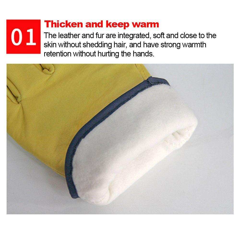 Wear-resistant Leather Mechanic Garden Plush Work Gloves Labor Gloves Driving Gloves Winter Warm