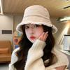 Casual Lamb Wool Bucket Hat Sun Protection Female Hats Winter Soft Plush Fishman Hat Girl