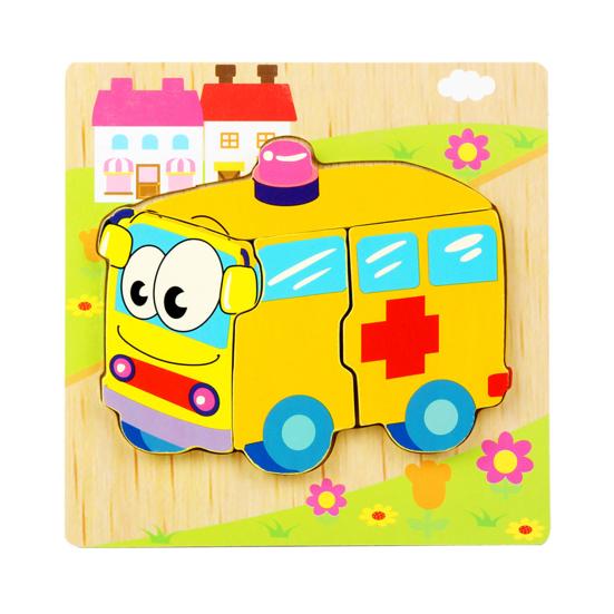 Toddlers Wooden Puzzle Animal Vehicle Cognition Preschool Early Education 3D Jigsaw Puzzle Colorful Block Assembly Toy Boys Girls Gift
