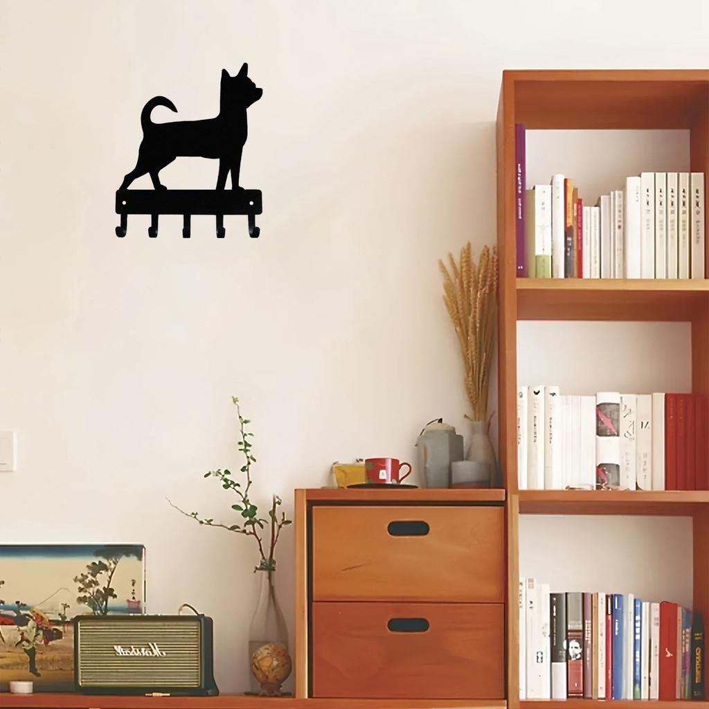 Chihuahua Dog - Key Hooks & Keychain Holder - 6 Inch Wide Metal Wall Art Perfect Gift for Chihuahua Owners and Dog Lovers