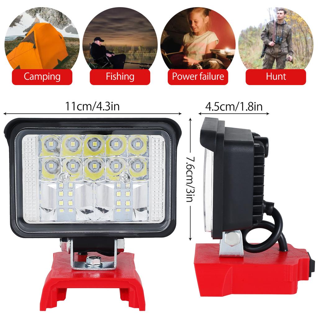 Outdoor camping LED lithium battery light 180 degree rotation 3-inch portable handheld LED work light Milwaukee M18 20V