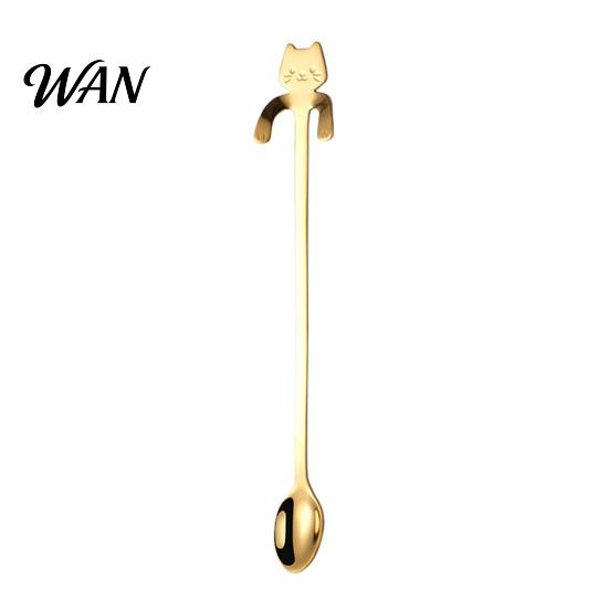 Stainless Steel Coffee Spoon 304 Spoon, Hanging Cat for Mugs Tall Cups, Long Reusable Stirrer Handle Tea Stirring Ideal Desserts & Ice Cream