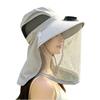Convenient With Net Mesh Mosquito Head Net Hat Foldable Breathable Solar Fan Hat Cooling Quick-Drying Fishing Bucket Hat Hiking