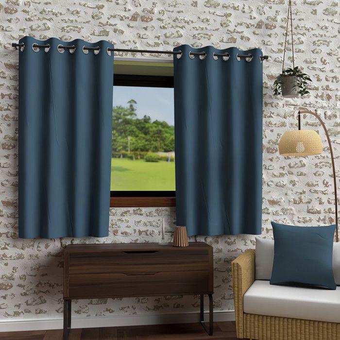 Rideau à oeillets en microfibre lavée 135x180 cm BOHEME bleu canard, par Soleil d'Ocre
