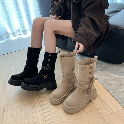 Stylish and Comfortable Two-wear Thick-soled Medium Boots, New Niche Design In Autumn and Winter, Small Martin Boots for Women