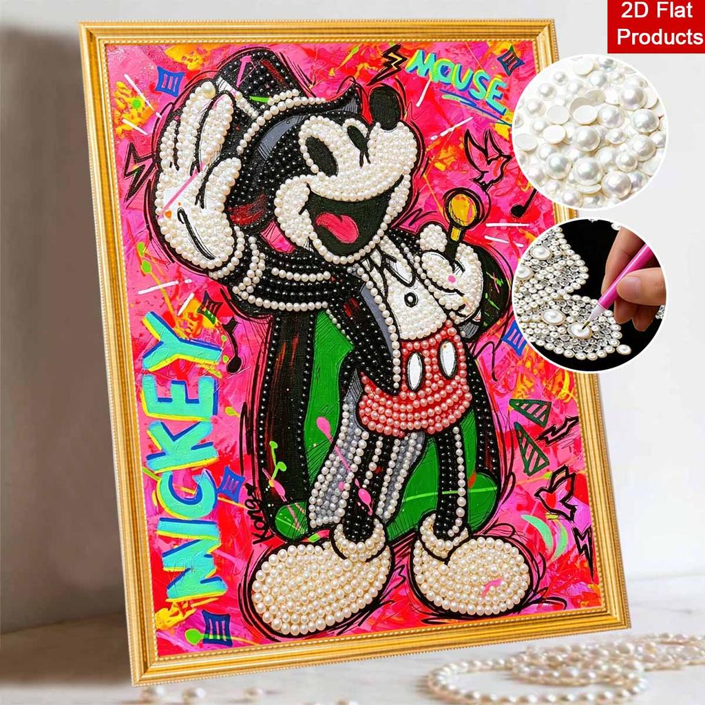 Disney Mickey Mouse pearl painting handmade diy pearl art painting vibrant pop art simple living room hanging painting decoration