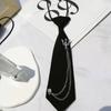 Campus Preppy Necktie Metal Crown Chain Neck Tie Student Uniform Adjustable Pre Tied Neck Tie Shirt Collar Neckwear