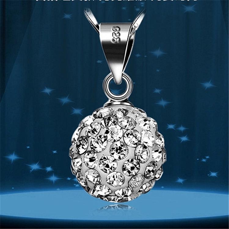 Ожерелье в корейском стиле, ретро, посеребренное, с кристаллами шамбала и цветным бриллиантовым шаром