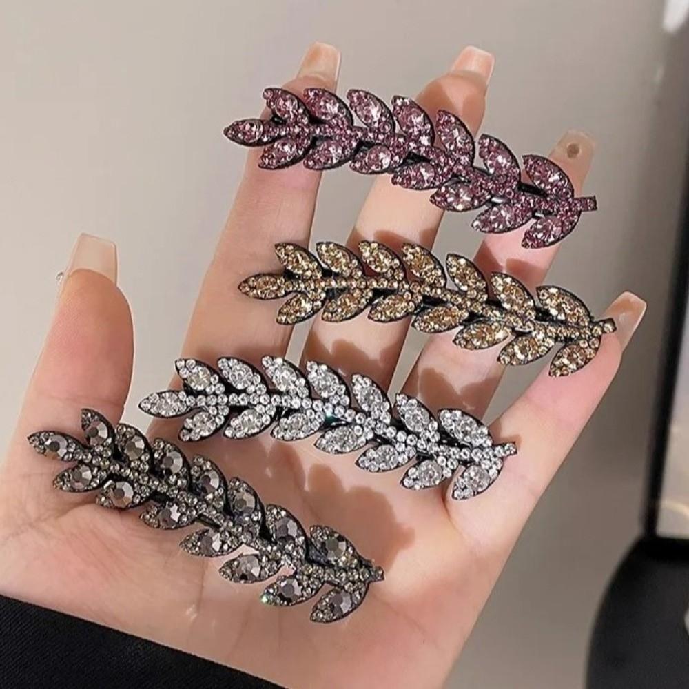 Alloy Crystal Side Clip Sparkling Rhinestone Barrette Luxury Wheat Hair Clip Wedding