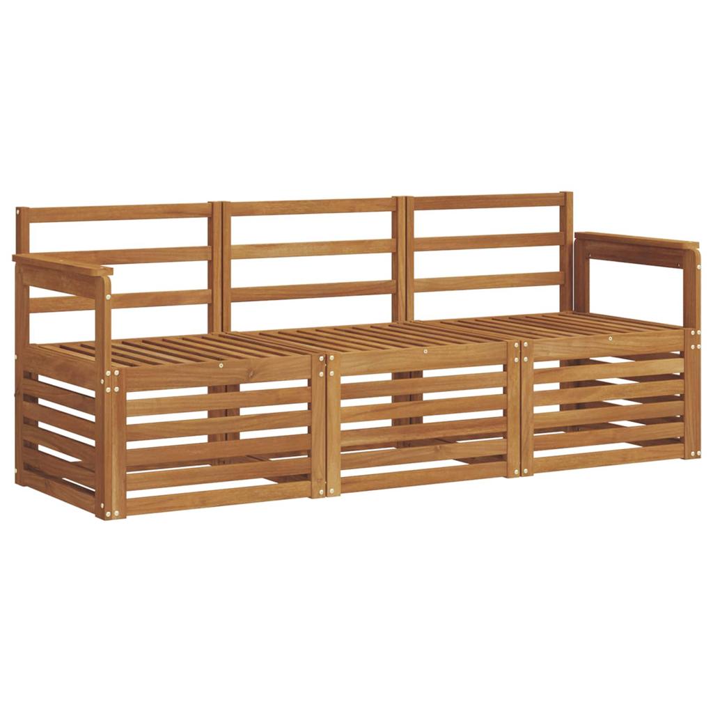 Outdoor Sofa Set 3 pcs Natural Solid Acacia Wood