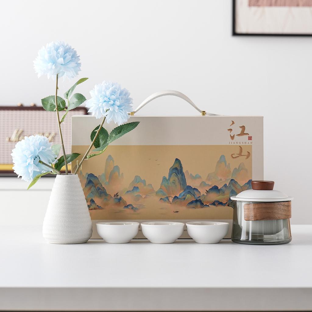 Легкая роскошь, великолепные горы и реки, набор из чайника и трех чашек в подарочной коробке, Запретный город и национальный тренд для отправки на праздник