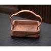 1PC Plate With Handles  15*15*4cm Walnut Wood Handheld Chinese Style Tea Pastry Nut Fruit Tray Solid Wood Snack Tableware