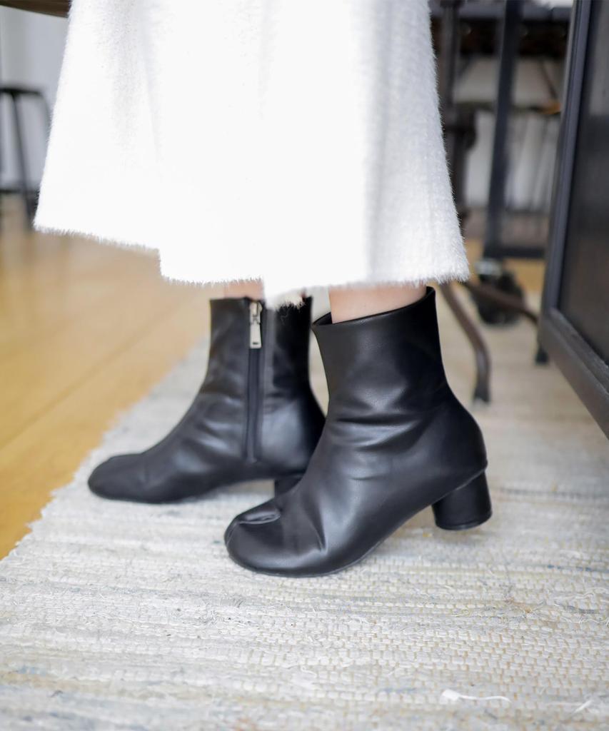 Короткие сапоги Tabi с круглым каблуком для женщин [Sest], LL, черный, dsb7600-BLK-LL