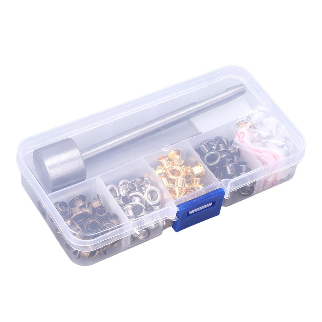 Grommets 4.5mm Plated Copper Metal Grommet Kit with Storage Box for Clothing Modification DIY