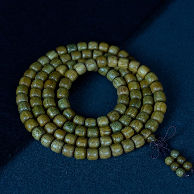 Браслет из 108 бусин из аргентинского зеленого сандала для мужчин и женщин - ручная работа, буддийская нить с прямым волокном.