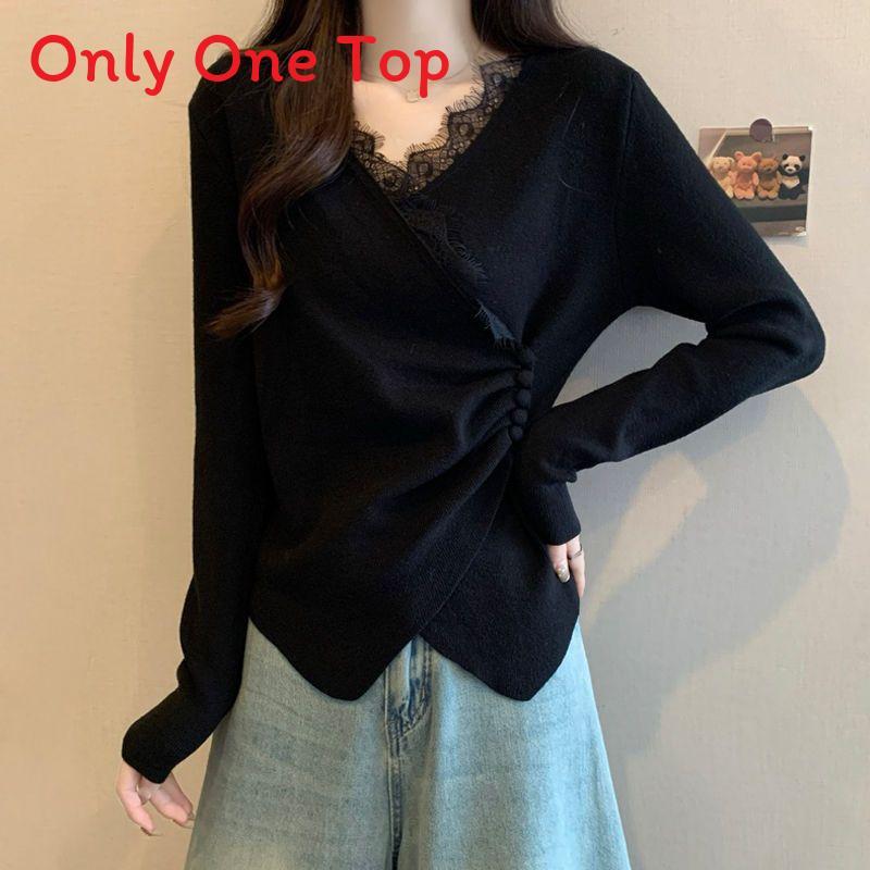 Casual T Shirt For Women With Lace Collage And Deep V Neck In Soft Fabric For Office Wear