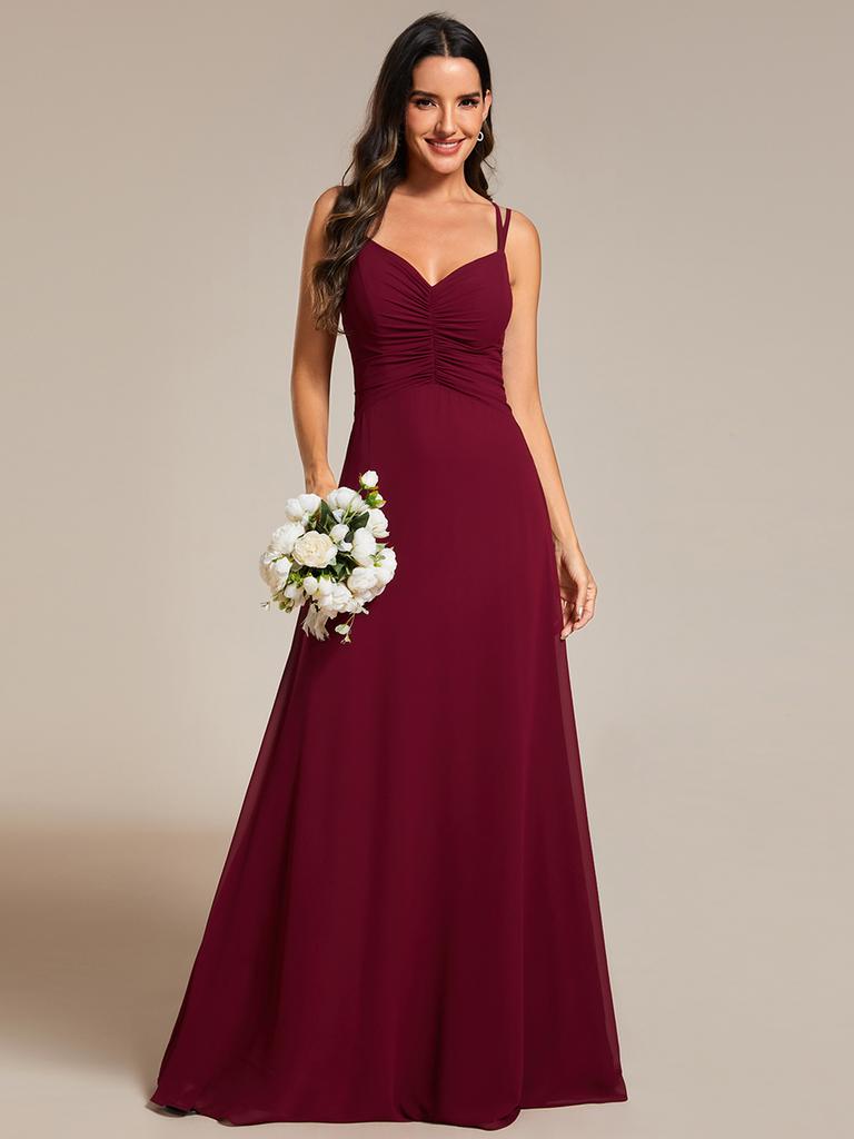 Ever-Pretty Women's Chic Adjustable Straps V-Neck Pleated Empire Waist Chiffon Bridesmaid Dress