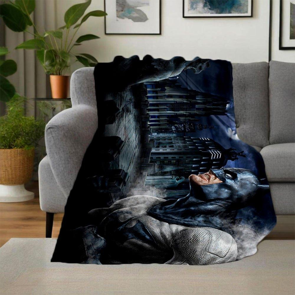 Batman: The Dark Knight Rises Gotham City Night Skyline Poster Blanket Flannel Throw Blanket for Sofa, Bed, Travel, Camping, Office, Couch, Chair
