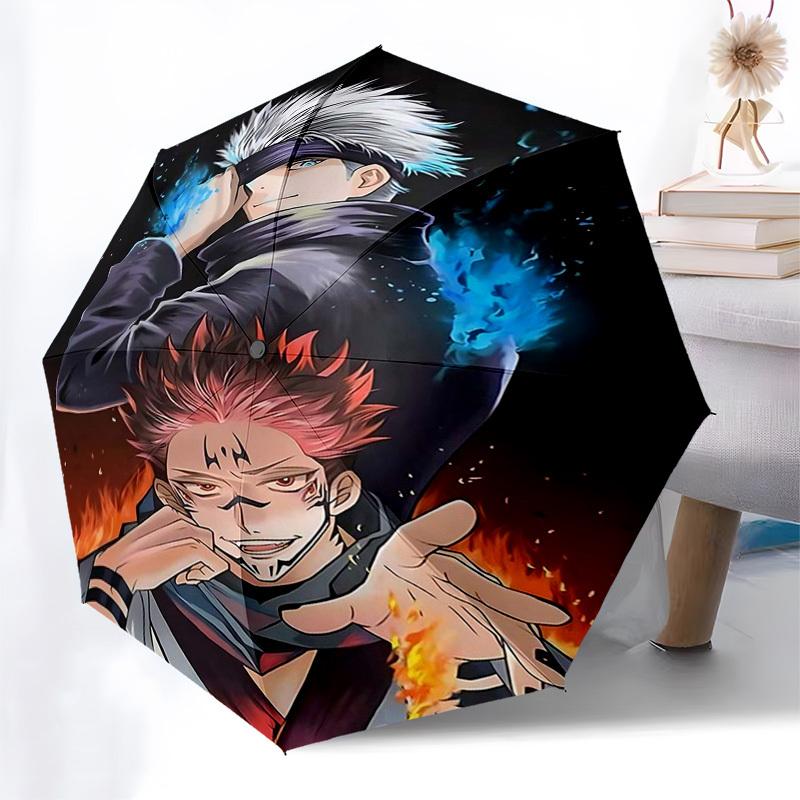 1pc Jujutsu Kaisen Inspired Umbrella Automatic Opening Closing, Portable 3-Fold Design, 8-Bone Iron Frame, Outdoor, Perfect Gift for Fans, Travelers,