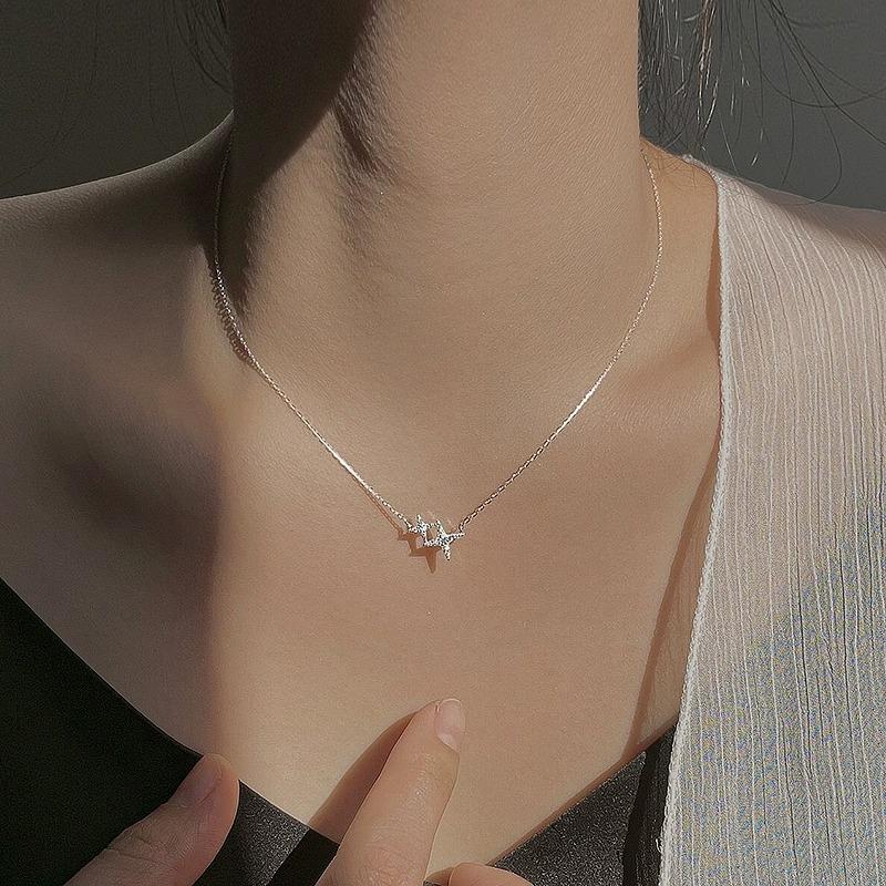 Four-pointed Star Necklace Female Niche Design Year Collarbone Chain Ins Feeling Neck Chain