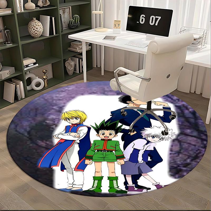 1 шт. Ковер с рисунком из аниме Hunter x Hunter, Круглый коврик под офисное кресло, Нескользящий ковер, Подходит для домашнего декора, Гостиной, Спальни, Игровой комнаты, Фе