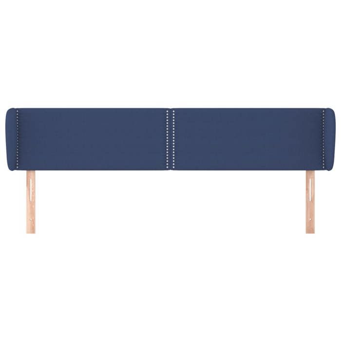Tête de lit - Tête de lit avec oreilles - Bleu - 183x23x78/88 cm - Tissu respirant et pieds en bois