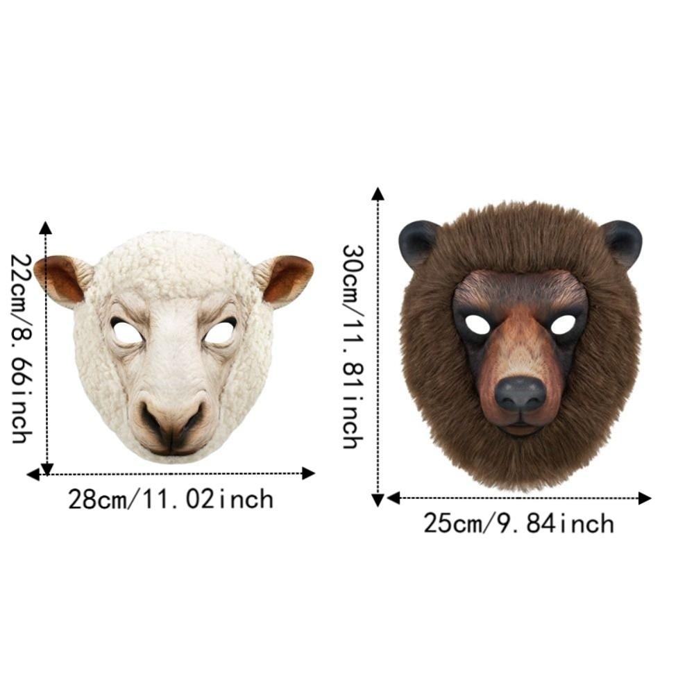 Realistic Animal Face Mask Funny Bear Mask Headdress Sheep Mask  Stage Play