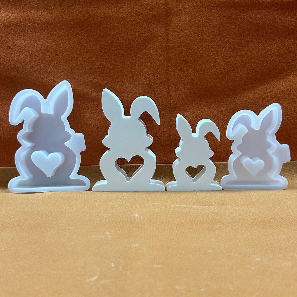 Heart Rabbit Candle Resin Mold Easter Rabbit Silicone Mould DIY Craft Molds Handmade Soap Baking Mold for Home Decor