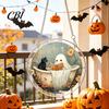 Clear Acrylic Halloween Hanging Suncatcher Jigsaw Puzzle Set, Spooky Ghost Floral Meadow Window Ornament with Metal Lightweight Frame & Chain,