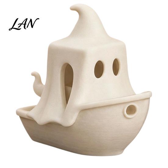 Decorative Ghost Ship 3D Printed Halloween Boat Figurine, Spooky Pumpkin Festive Holiday Decorations Statue for Party Tabletop Home Decor Realistic