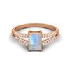 7X5MM Octagon Moonstone Gemstone 925 Sterling Silver Rose Plated Solitaire Split Shank Women Wedding Ring