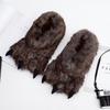 Зимние теплые мягкие домашние тапочки для пола, креативные тапочки в виде лап животных, унисекс, забавные мультяшные плюшевые горки с когтями динозавров для детей