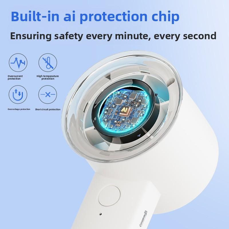 Customizable Digital-Display Portable Handheld Mini Fan Brushless Motor Foldable Design Dorm Room Use 1-3 Hours Runtime Fan