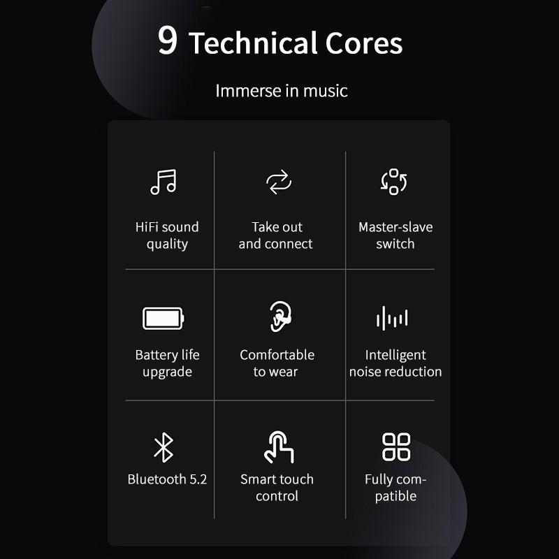 Беспроводные наушники с костной проводимостью, настоящие беспроводные наушники 5,2 с шумоподавлением, Bluetooth-наушники с цифровым дисплеем, сенсорная бизнес-гарнитура