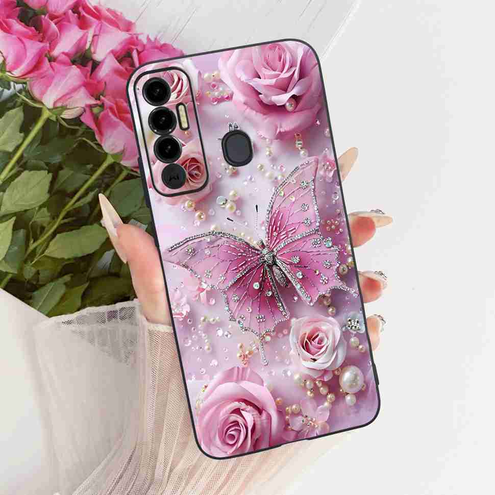 Simple Design Cartoon For Tecno Spark 7P KF7j Case Silicone TPU Black Cover For Tecno Spark7P 7p 6.8" Bumper Phone Cases Fundas