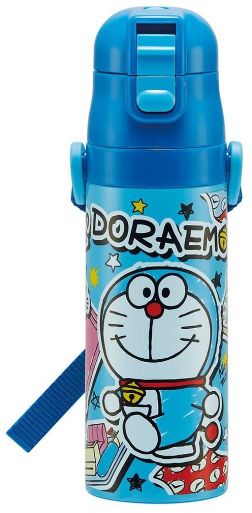 Skater Water Bottle, Doraemon Sticker, 470ml, Direct Drinking, Children's, Stainless Steel, Sports Bottle, SDC4-A