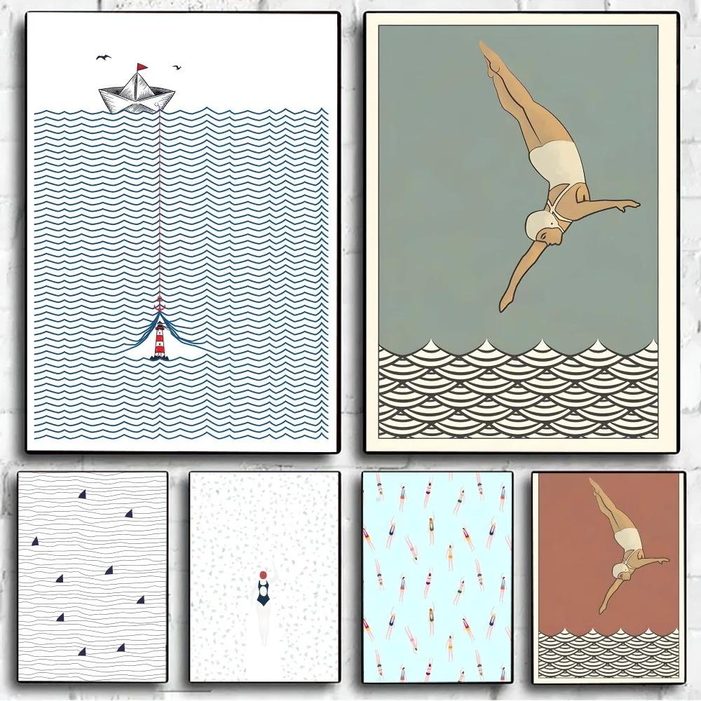 Морской Серфинг Пляжные Постеры Настенное Искусство Холст Принты Живопись Домашний Декоративный Винтажный Арт Постер Декорация Гостиной Спальни