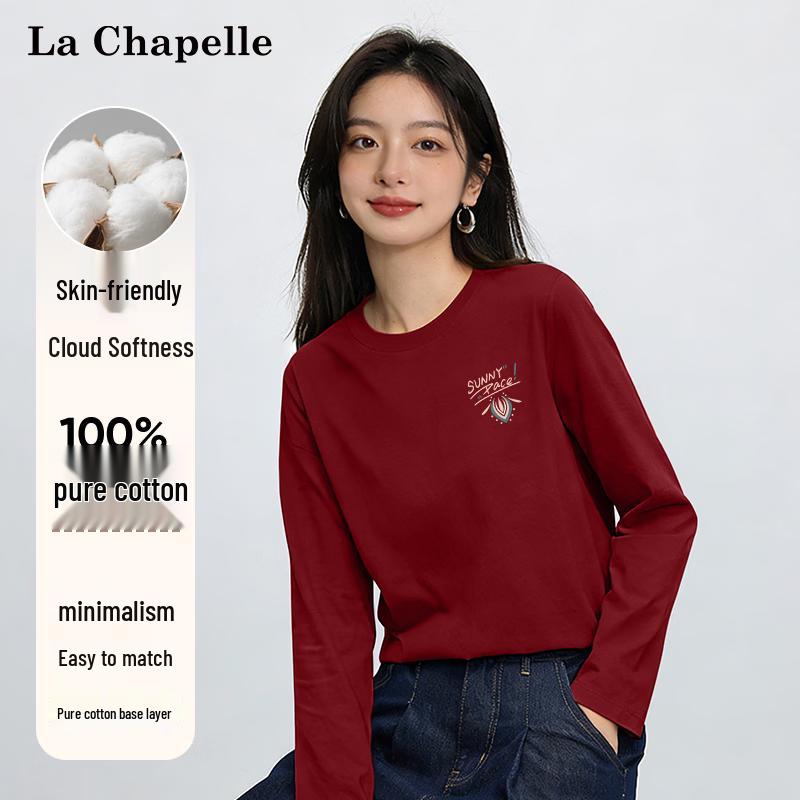 La Chapelle Women's Loose Long Sleeve Cotton T-shirt