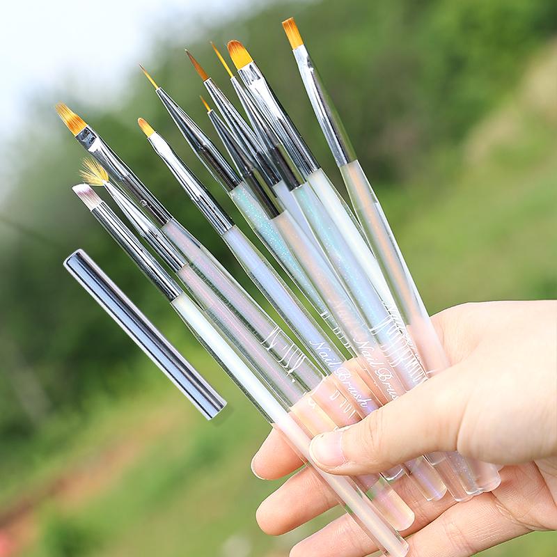 Aurora DIY Manicure Tool Bag Transparent Nail Design Art Pen Oval UV Gel Extension Drawing Carving Resin Handle Hair Shape Liner