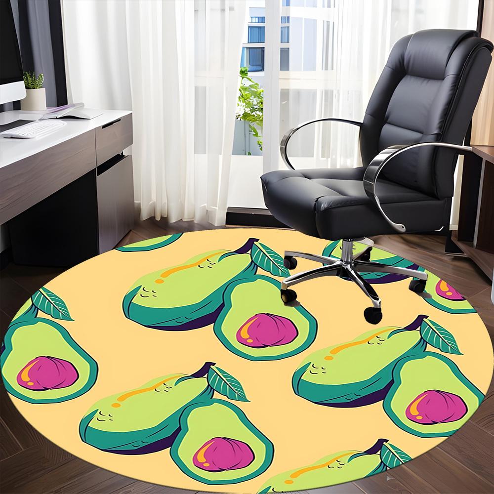 1pc Avocado Pattern Office Round Rug, Non-slip, Soft and Durable Office Rug for Interior Decoration, Perfect for Office,Decoration yy260204008