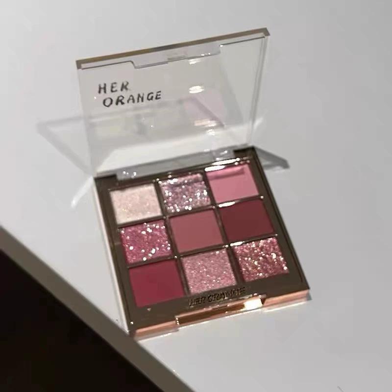 Rose of Versailles! Cool Nine-Color Eyeshadow Palette, Misty Dreamland, Divine Sparkle, Pearlescent Matte Smoky Gray Pink