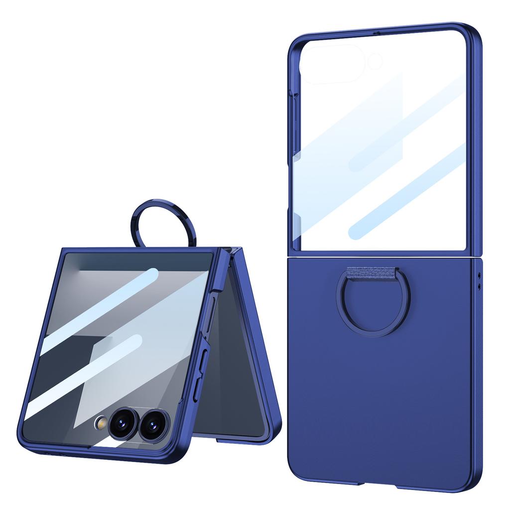 Подходит для чехла для мобильного телефона Samsung Z Flip7, чехол с D-образным кольцом-подставкой, пленка, ультратонкая защитная крышка