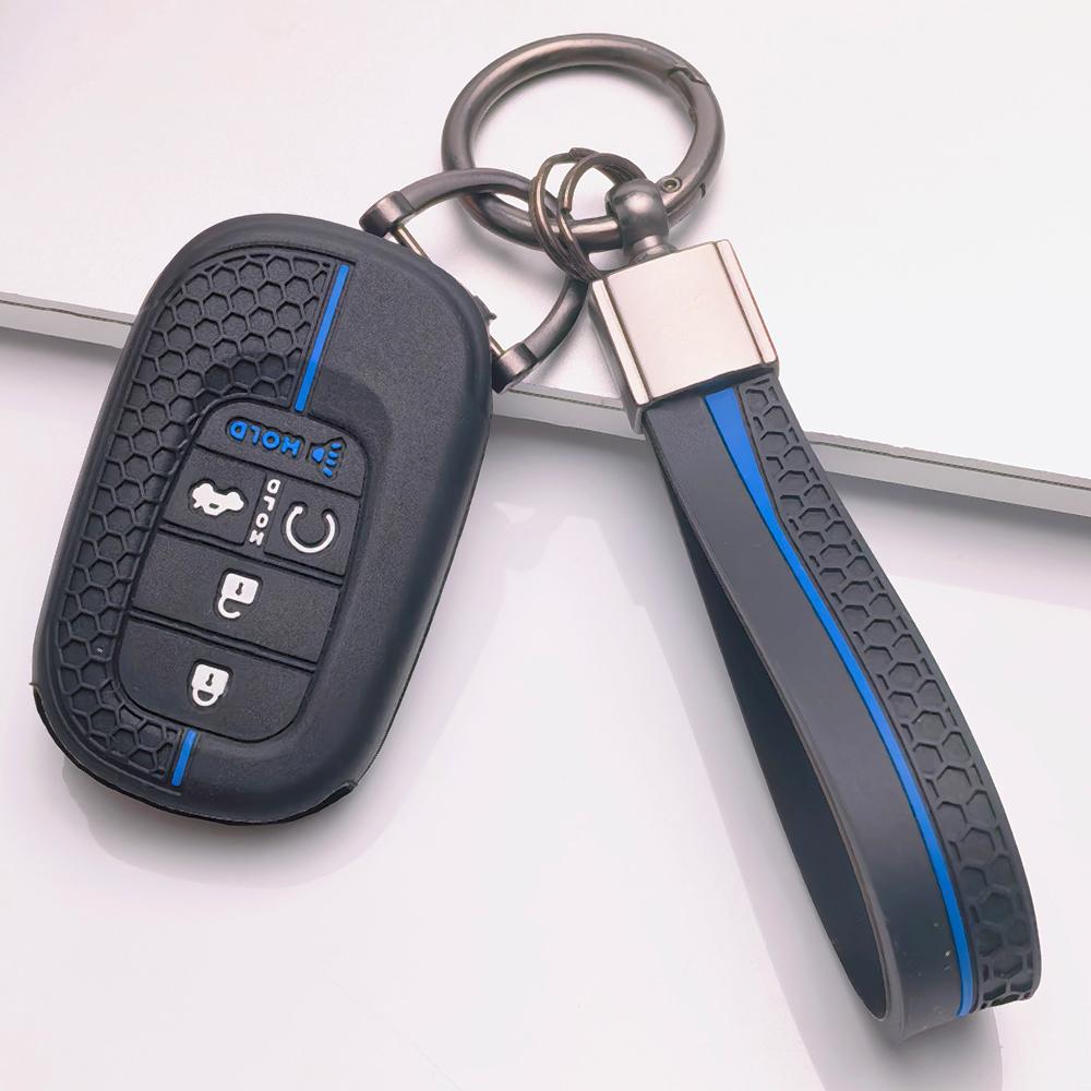 Силиконовый брелок-шнурок против потери для Honda Civic Accord Inspire HRV CRV Pilot с брелком, сотовая текстура, гоночная полоса, чехол для пульта дистанционного управления автомобиля