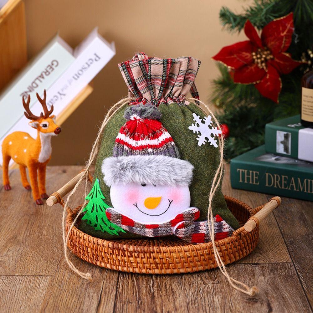 Checkered Christmas Handbag Cartoon Gifts Candy Bag Creative Christmas Crossbody Bag  Children's