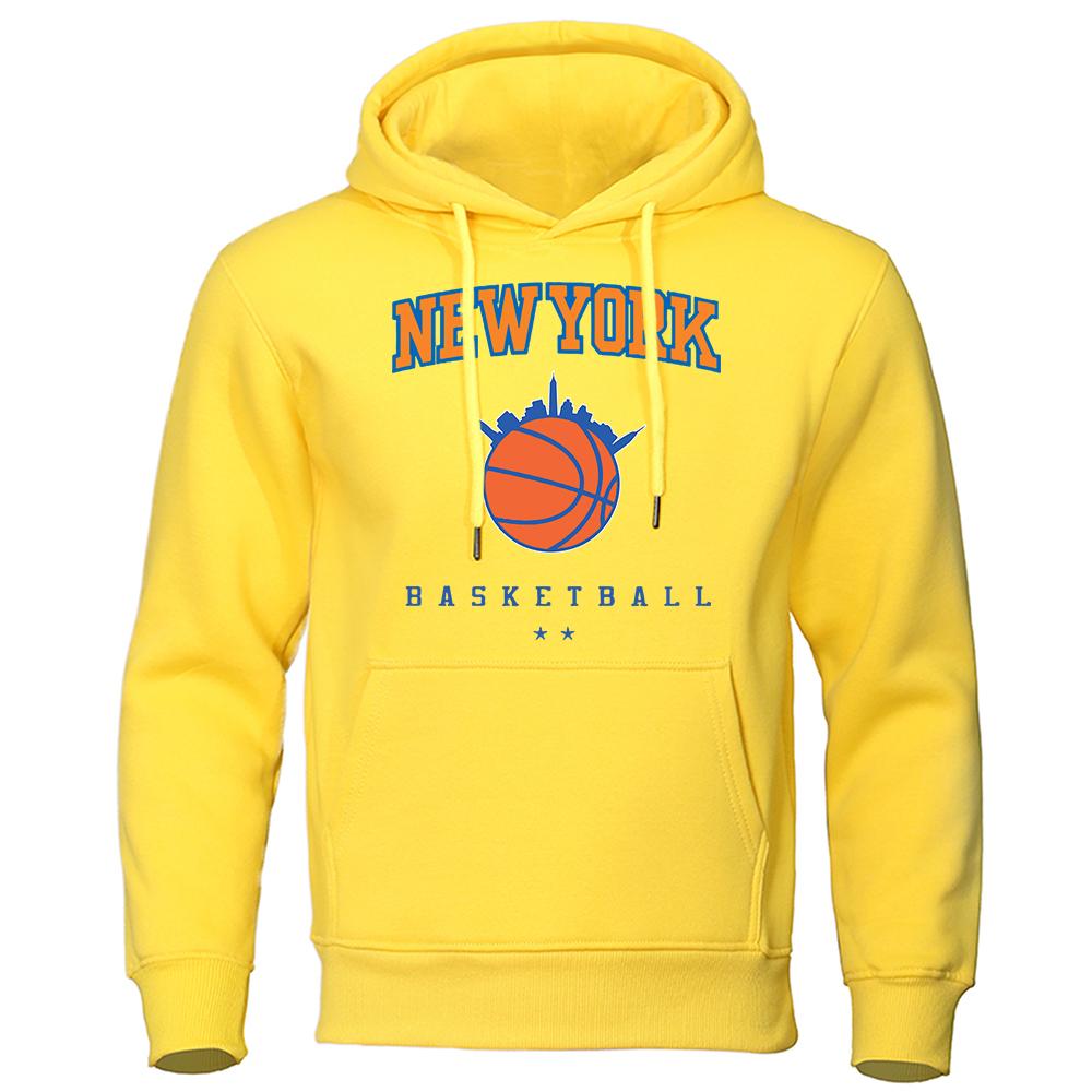 Newyork Basketball Город, укоренившийся в баскетболе Мужская одежда Толстовка с капюшоном Мультфильмы Флис Осенняя толстовка с круглым вырезом Толстовка